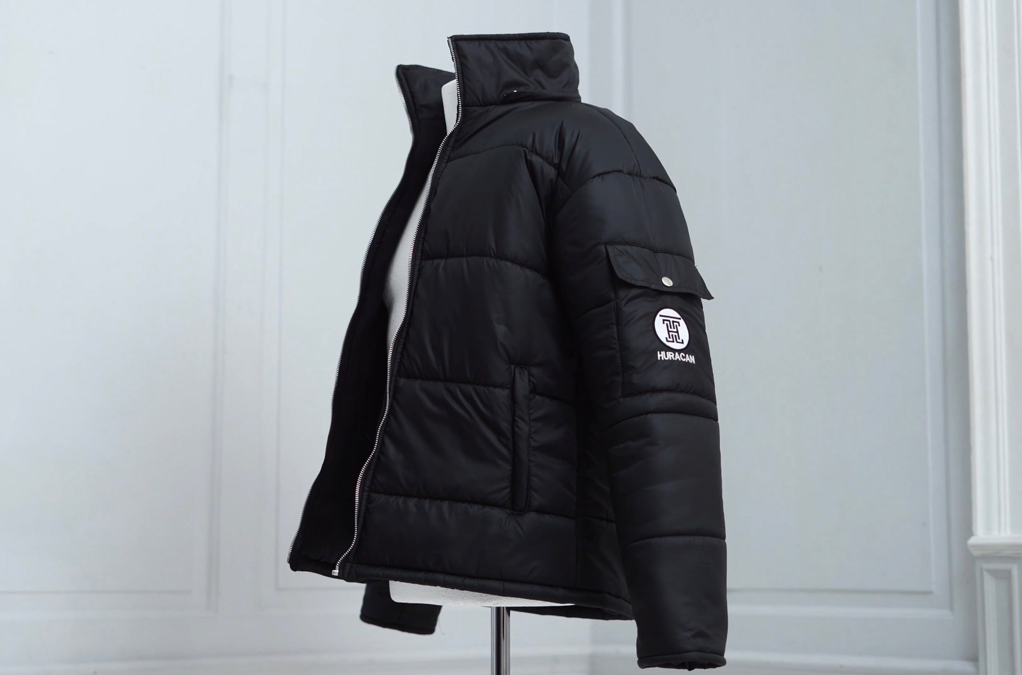 The Signature Huracan Men &amp; Women's Black Puffer Jacket