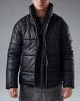 The Signature Huracan Men & Women's Black Puffer Jacket front
